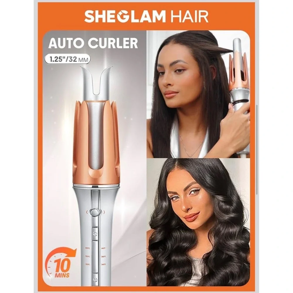 SHEGLAM HAIR Auto Curler 1.25 Inch Ceramic Rotating Curling Iron